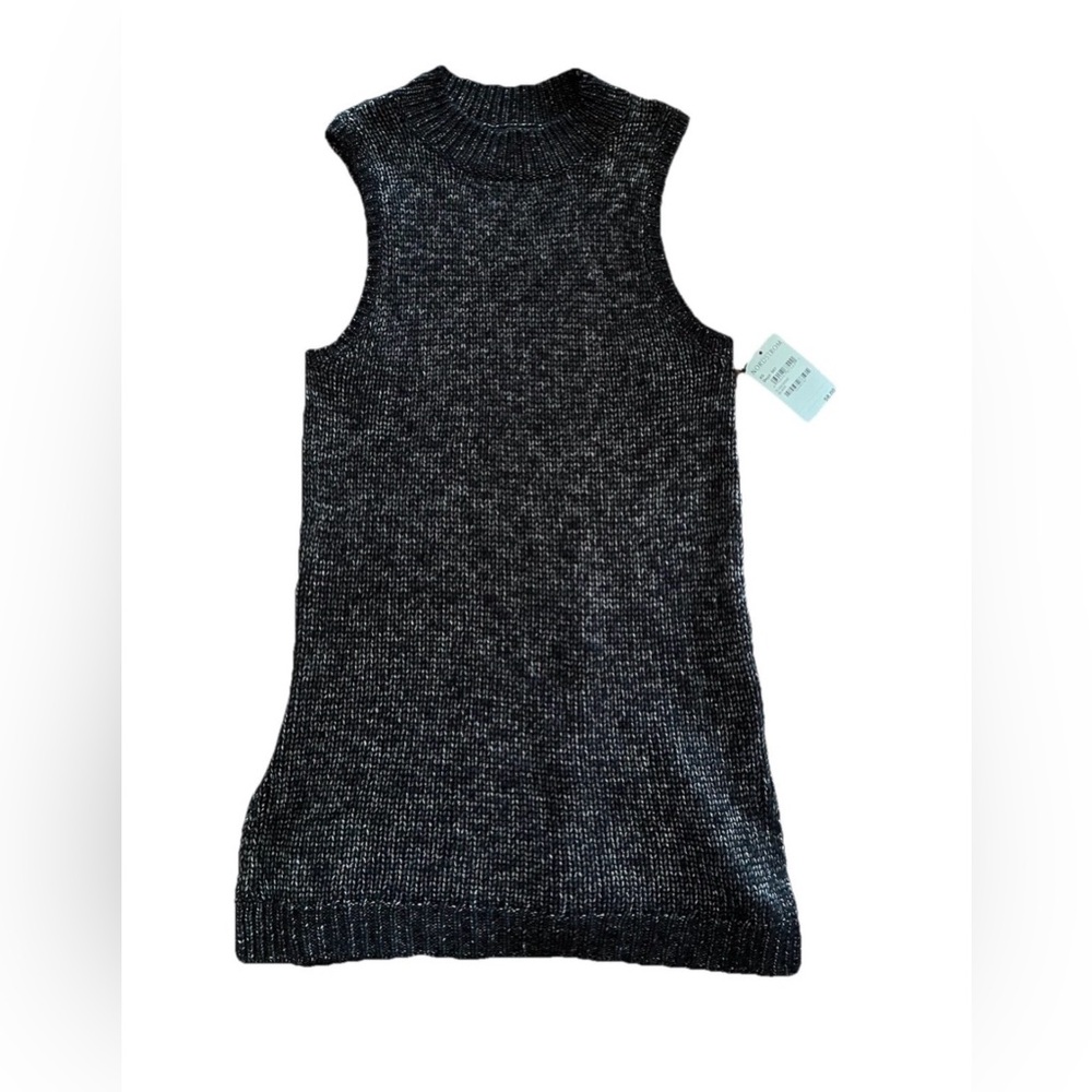 Tildon Sleeveless Black Silver Sweater Womens Size XS Tunic Top Nordstrom NWT